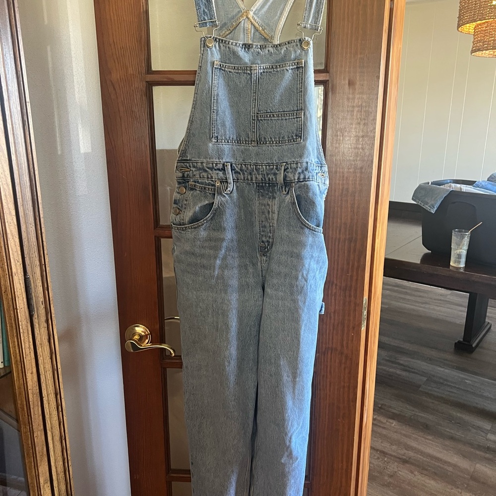 Good American Light Blue Denim Overalls